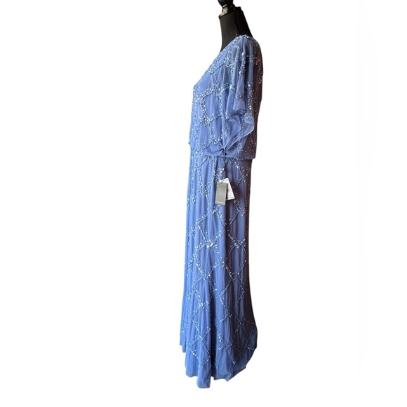 Adrianna Papell French blue beaded blouson gown formal mother of  bride NWT  14W - Picture 5 of 9
